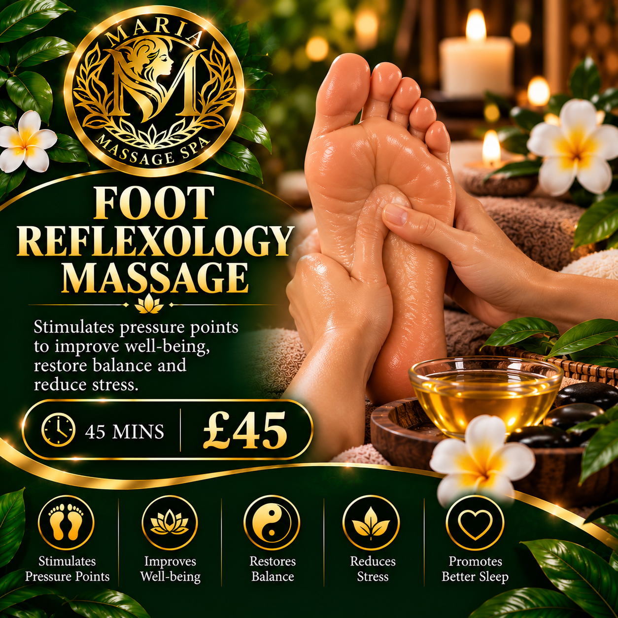 Foot Reflexology Massage — 45 mins £45